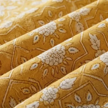 Mustard Bloom Handblock Fabric thumbnail 5