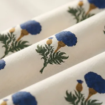 Blue Floral Hand Block Printed Cotton thumbnail 3