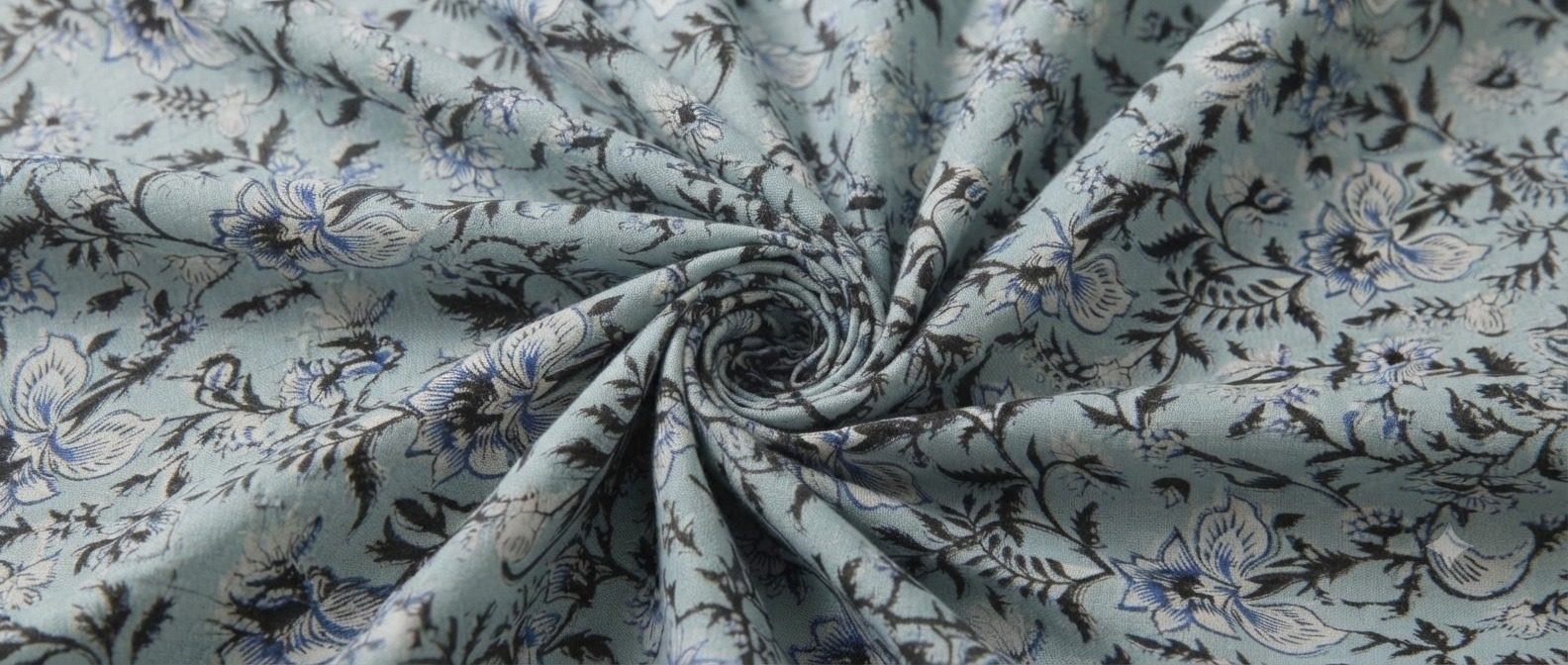 Royal Indigo Floral - Hand Block Printed Pure Cotton Fabric