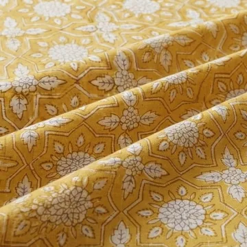 Mustard Bloom Handblock Fabric thumbnail 4