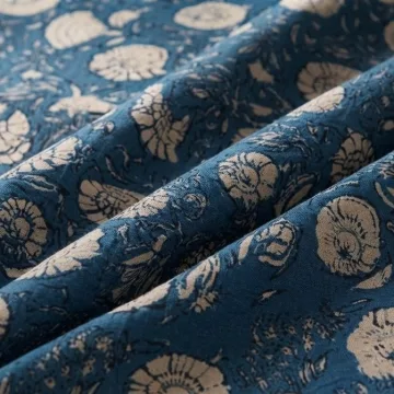 Blue Floral Hand Block Print Pure Cotton Running Material thumbnail 4