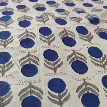 Heritage Indigo Motif Block Print Soft Cotton Fabric thumbnail 2
