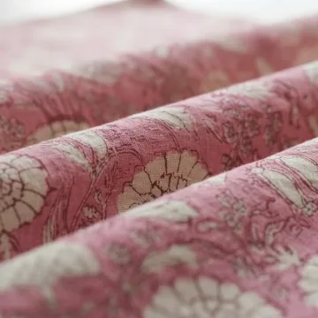 Pink Floral Hand Block Print Cotton Fabric thumbnail 4