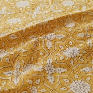 Mustard Bloom Handblock Fabric thumbnail 3
