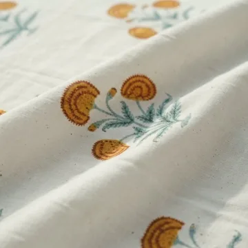 Yellow Floral Block Print Fabric thumbnail 6