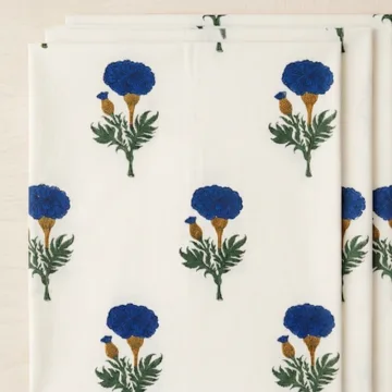 Blue Floral Hand Block Printed Cotton thumbnail 2