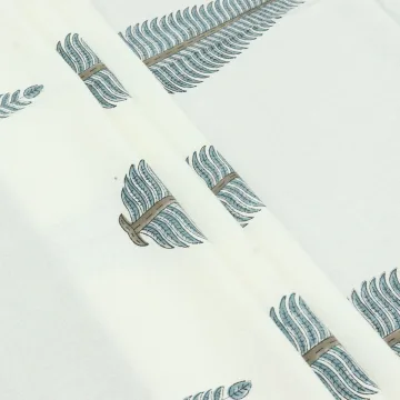 Ocean Fern Hand Block Printed Pure Cotton Fabric thumbnail 2