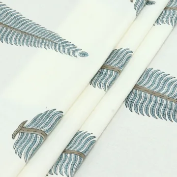 Ocean Fern Hand Block Printed Pure Cotton Fabric thumbnail 3