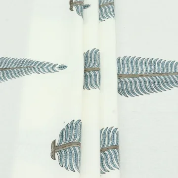 Ocean Fern Hand Block Printed Pure Cotton Fabric thumbnail 5