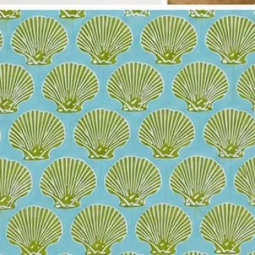Green Shell Floral Hand Block Print Cotton Running Fabric thumbnail 2