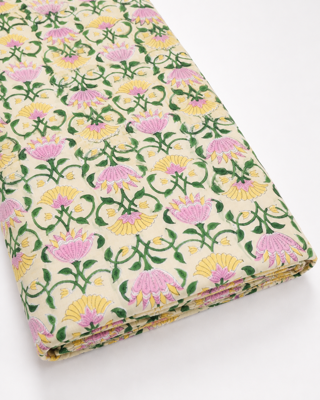 Royal Lotus Floral Block Printed Cotton