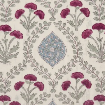 Imperial Mughal Carnation Hand Block Fabric thumbnail 2