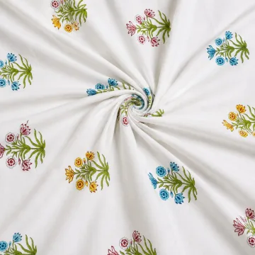 Floral Booti Hand Block Print Cotton Fabric thumbnail 2