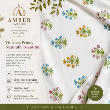 Floral Booti Hand Block Print Cotton Fabric thumbnail 4