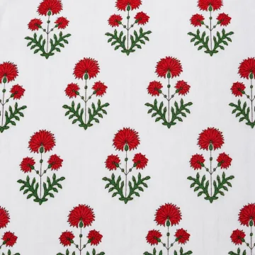Crimson Floral Booti Authentic Hand Block Print Pure Cotton Fabric thumbnail 3