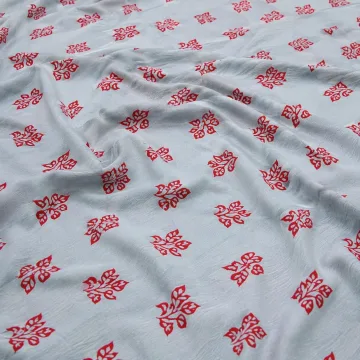 Red Floral Booti Pure Cotton Unstitched Fabric