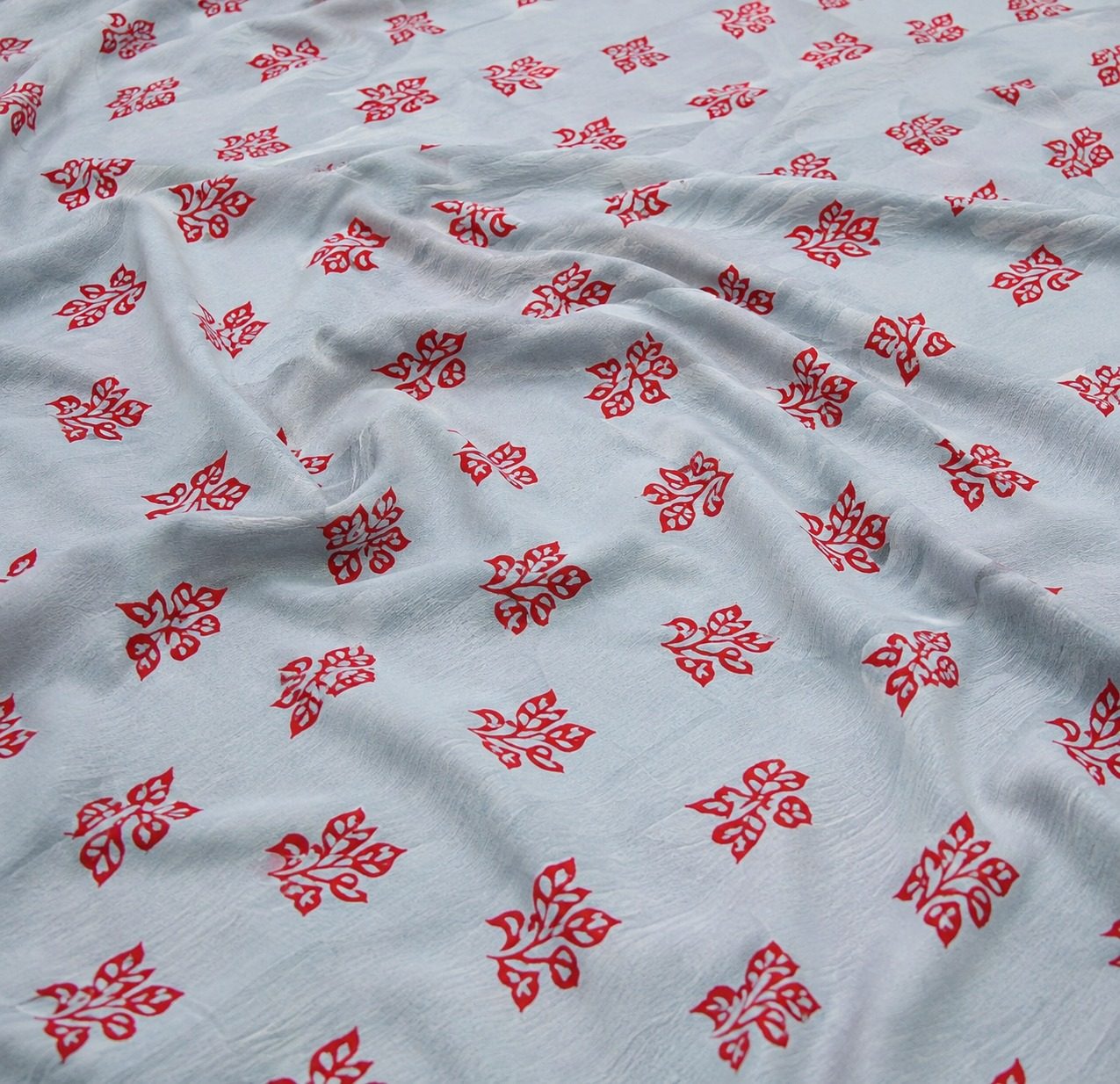 Red Floral Booti Pure Cotton Unstitched Fabric