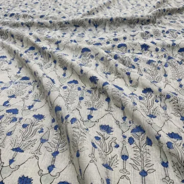 Royal Blue Hand Block Print Cotton Fabric