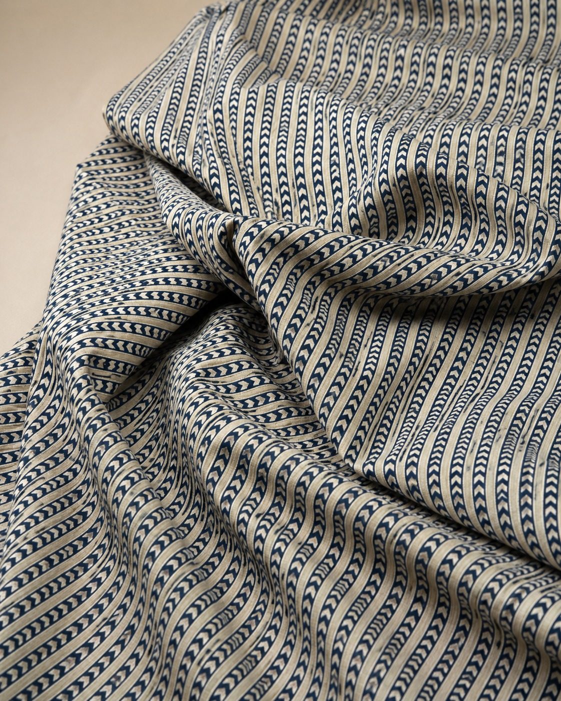 Indigo Zig-Zag Hand Block Printed Premium Cotton