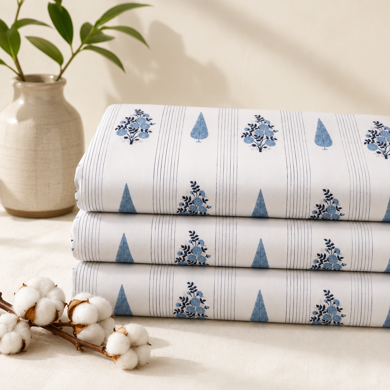 Blue Heritage Floral Cotton