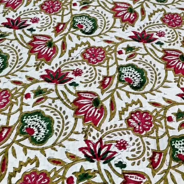 Traditional Floral Block Print Cotton Fabric