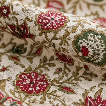 Traditional Floral Block Print Cotton Fabric thumbnail 2