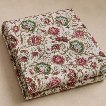 Traditional Floral Block Print Cotton Fabric thumbnail 6