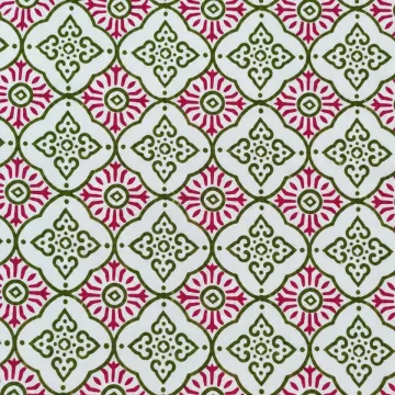 Classic Pink Olive Floral Pattern Cotton Fabric thumbnail 4