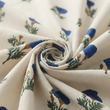 Blue Floral Hand Block Printed Cotton thumbnail 4