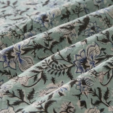 Royal Indigo Floral - Hand Block Printed Pure Cotton Fabric thumbnail 3