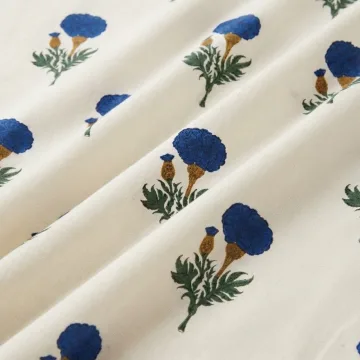 Blue Floral Hand Block Printed Cotton thumbnail 1