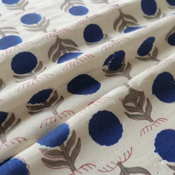 Heritage Indigo Motif Block Print Soft Cotton Fabric thumbnail 5
