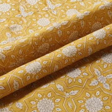 Mustard Bloom Handblock Fabric thumbnail 1