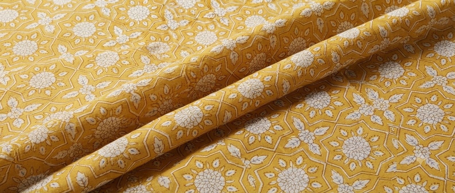 Mustard Bloom Handblock Fabric