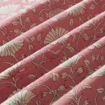 Pink Floral Hand Block Print Pure Cotton Running Material thumbnail 5