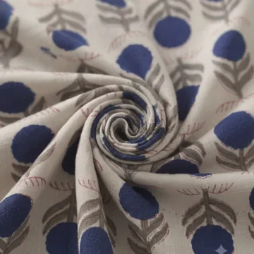 Heritage Indigo Motif Block Print Soft Cotton Fabric thumbnail 1