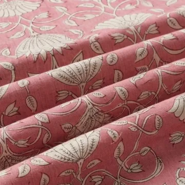 Pink Floral Hand Block Print Pure Cotton Running Material thumbnail 4