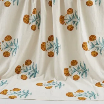 Yellow Floral Block Print Fabric thumbnail 4