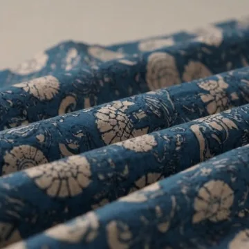 Blue Floral Hand Block Print Pure Cotton Running Material thumbnail 6