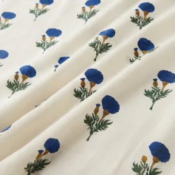 Blue Floral Hand Block Printed Cotton thumbnail 5